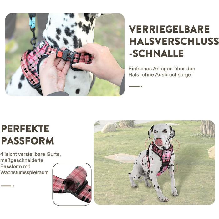 Нагрудник для собак FURRYFECTION Anti-Zug, безпечний, для маленьких собак та цуценят, світловідбиваючий, рожевий