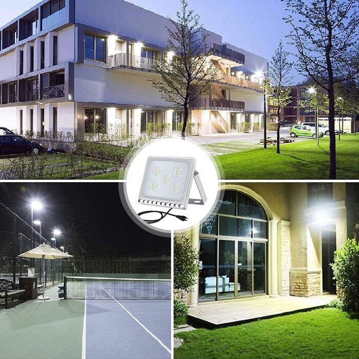 papasbox LED Floodlight Floodlights Spotlights, LED Floodlight Construction Light with Plug Waterproof IP65, 3000K Warm White, Ideal Wall Light Outdoor Lighting for Garden, Garage, Hotel (Cool White, 20W)