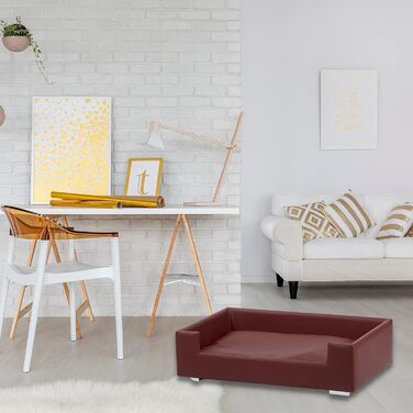 Софа для собак з екошкіри Бордовий колір, 91x57x25 см