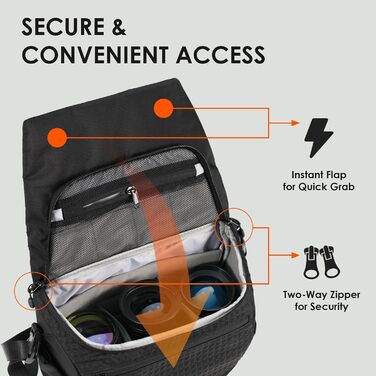 Водонепроникна сумка для камери Thorner - чорна, легка, з регульованим ременем