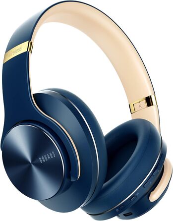 DOQAUS Bluetooth навушники Over-Ear: 90 годин роботи, 3 режими EQ, HiFi стерео, мікрофон, для подорожей/офісу/телефону/ПК/ноутбуків - Navy Blue