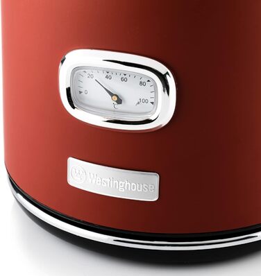 Електрочайник Westinghouse Retro з регулюванням температури, індикатором рівня води та фільтром від накипу, 1.7 л (червоний)