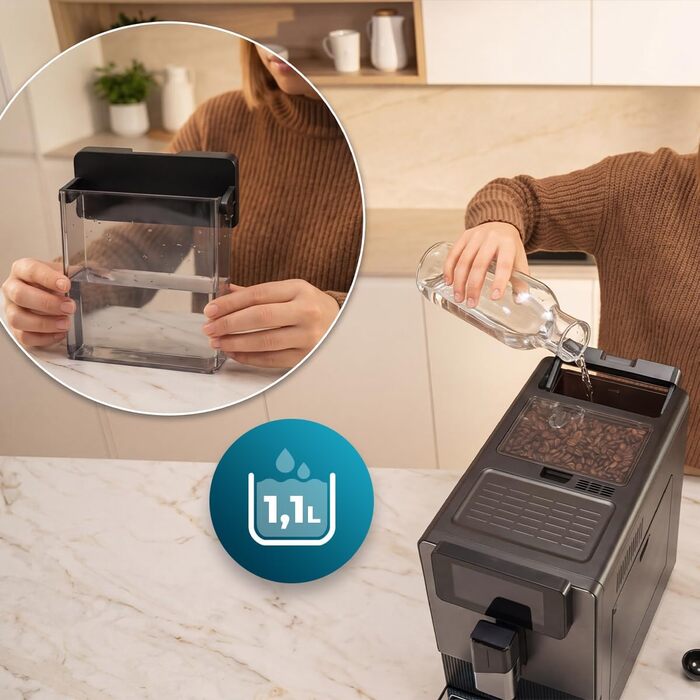 Кавомашина автоматична Cecotec Cremmaet Latte Art Elite 1500 Вт, 19 бар, керамічні жорна, 1.1л + 400мл, для капучино та лате