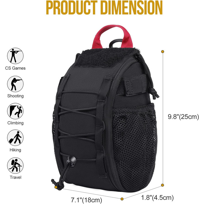Тактична аптечка OneTigris EDC MOLLE, універсальна військова сумка IFAK для кемпінгу, туризму, велоспорту, альпінізму та полювання на відкритому повітрі