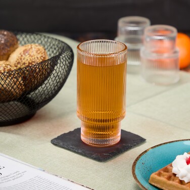 Relaxdays Decorative Glasses, Ribbed, Set of 4
