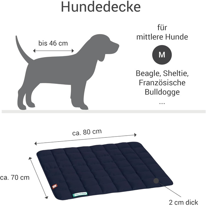 М'яка якісна лежанка для собак Doctor Bark (L, 100x80 см) – водонепроникна, для великих собак, миється до 95°C, колір: золото-блакитний