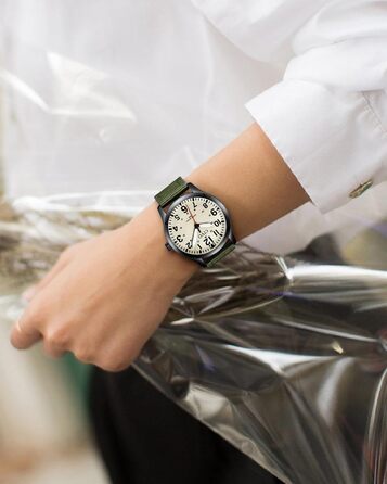 Чоловічий годинник CIVO водонепроникний, аналоговий кварц, великі цифри, світловий, військовий стиль, спортивний, для активного відпочинку, легко читати, подарунок (корпус з нейлону, колір B-1 зелений/кремовий)