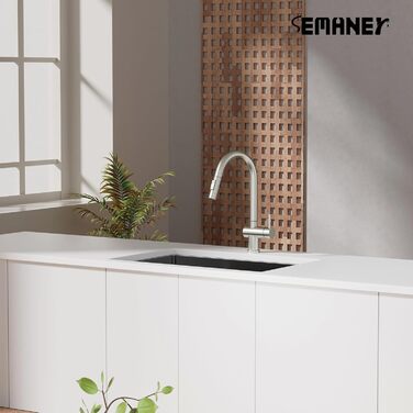 Кухонний змішувач SEMANEY з висувною лійкою та двома режимами, поворотний на 360°, з одним важелем, з матовою обробкою