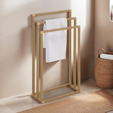 Підставка для рушників KUNO, позолочена, з 3 полицями, металева - самостійна, для ванної кімнати