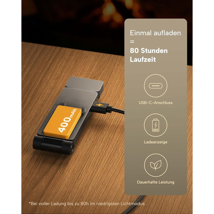 LED кріпильна лампа для читання 86lux - перезарядна, 3 кольори, регулювання яскравості, сіра