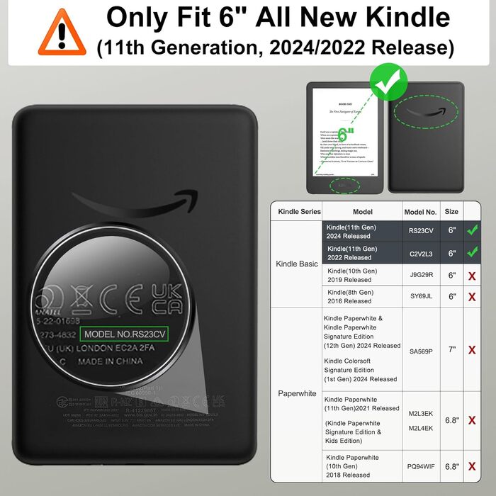 Чохол для Kindle 11 (2024/2022) MoKo, Оранжевий Denim, з авто-вимиканням, Smart Cover для Kindle 11-го покоління