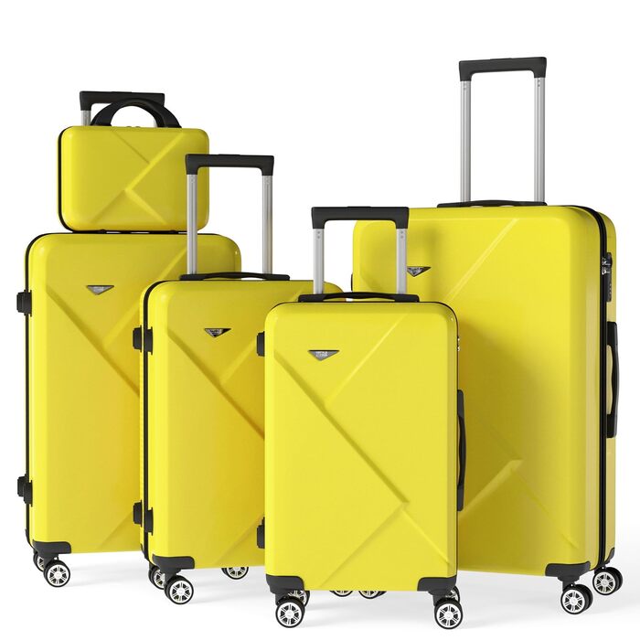 Набір валіз Ystyle Kofferset 5-ти частинний: 12', 18', 20', 24', 28' + косметична сумка, ABS, 360° колеса, TSA-замок, для подорожей, круїзів, навчання за кордоном, колір м'ятний