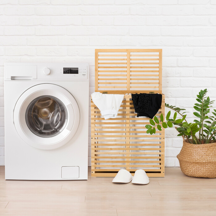 Relaxdays Bamboo Laundry Basket with 2 Bags