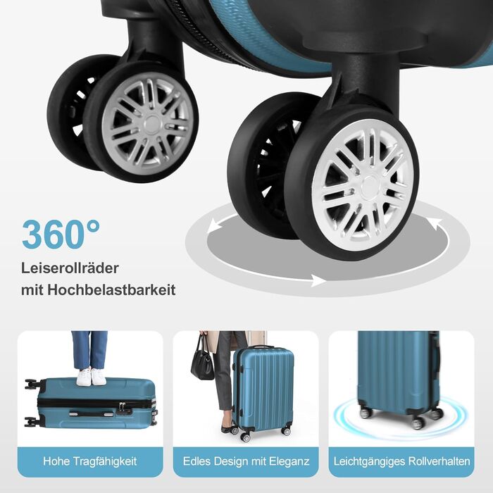 Набір валіз LALAHO 5 шт. з косметичкою, з ABS пластику, для подорожей, багаж з косметичкою та ручною поклажею, Бордовий (смужки)