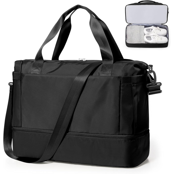 Спортивна сумка для жінок 45x36x20 см Easyjet Handgepäck: водонепроникна дорожня сумка, сумка для плавання, фітнесу, тренувань, з відділенням для взуття, L2-зелена, A04-армійсько-зелена (C01-чорна)