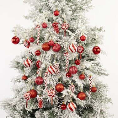 Набір прикрас на ялинку 40 шт. Червоні ялинкові кулі з пластику, міцні, для декорування ялинки