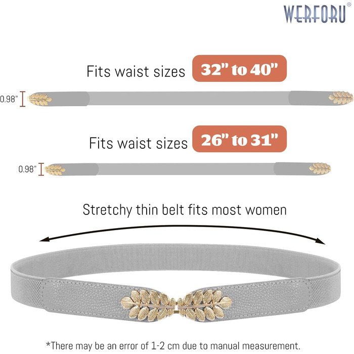 Жіночий еластичний пояс WERFORU Vintage Широкий пояс для сукні, модний, тягнеться, cinch, кольори: чорний, білий, коричневий, бежевий, розмір 82-99 см