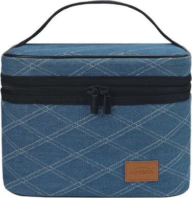Легка термосумка-ланчбокс для їжі: складана, водонепроникна, у синій клітинку