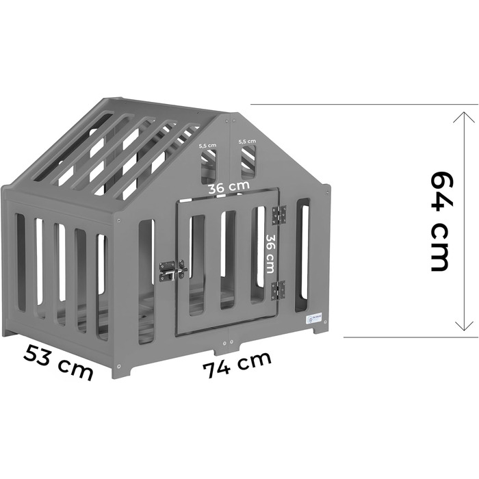 Будка для собак з дерева, клітка для собак із замком, вольєр для собак, чорна, для дому, підходить для собак та котів