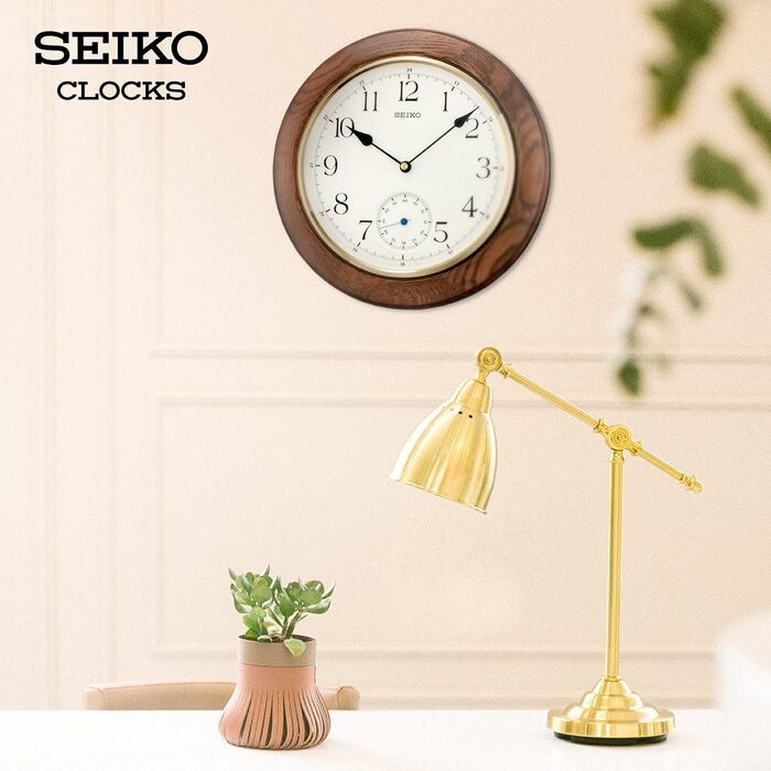 Seiko Wall Clock Brown Wood (Oak) Sweeping Second QXA432B