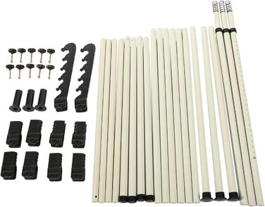 Telescopic Wardrobe System, Clothes Rail System, Shelf System, Clothes Rack with 3 Rails, 4 Crossbars and 2 Wide Hooks for Home and Retail Clothing Stores, 153-272x281-329cm