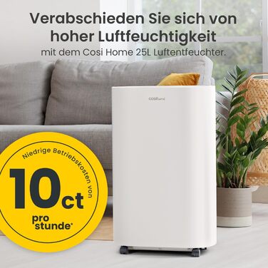Електричний осушувач повітря Cosi Home - 25 л/добу, з датчиком вологості, таймером, для захисту від вологи та плісняви