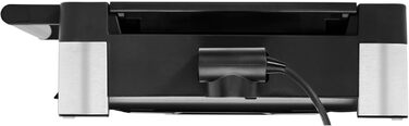 WMF Lono Electric Table Grill with Glass Lid - Non-Stick Coated Plate, Removable Drip Tray, Dishwasher Safe, Matte Stainless Steel, 2200W Single