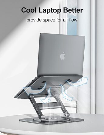 MCHOSE Adjustable Laptop Stand - Ergonomic Aluminum Laptop Riser for Desk - 360° Rotation - Compatible with MacBook Air & 10-17