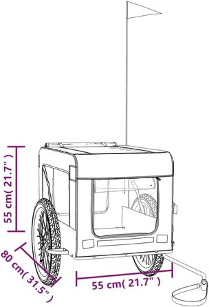 Причіп для велосипеда VidaXL для собак, 68.5 x 135 x 73.5 см, помаранчевий