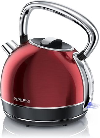 Arendo Retro Stainless Steel Kettle - 1.7L Electric Kettle with Replaceable Scale Filter, Cool Grey - Automatic Shutoff, GS Certified