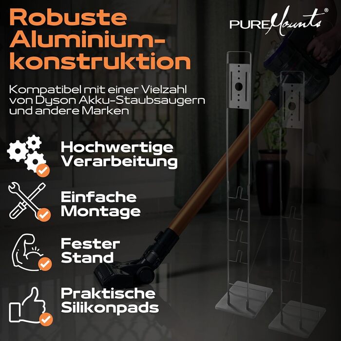 Підставка для пилососа Dyson V7-V15 PureMounts універсальна, чорна - тримач для аксесуарів