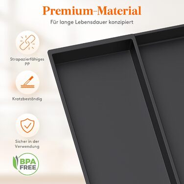 Органайзер для столових приладів Lifewit в шухляду, розширюваний (43.9 см), чорний, 40 см глибина, для кухні, ложок, ножів, лопаток