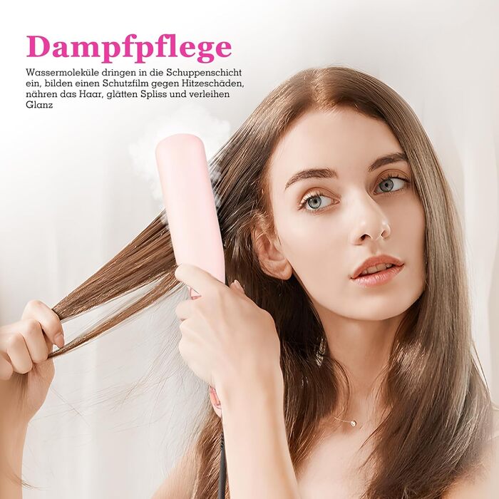 Випрямляч для волосся-щітка Dampf-Haarglätter Bürste 3-Temp. | PTC, швидкий нагрів, для всіх типів волосся (рожевий)