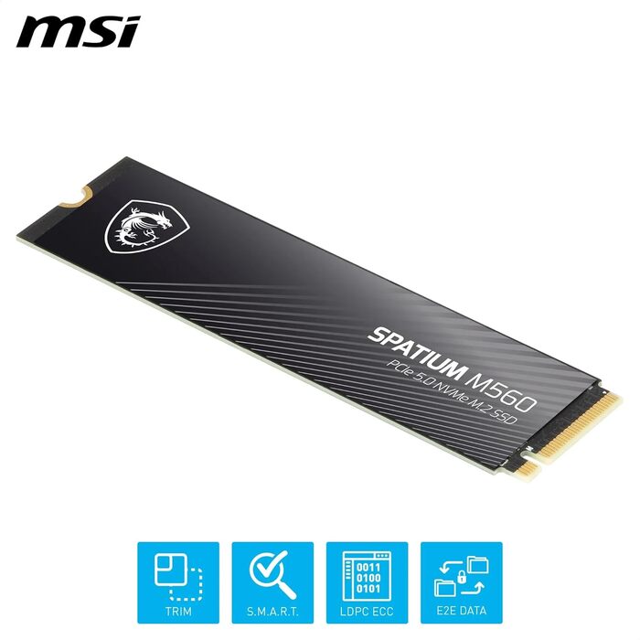 SSD MSI SPATIUM M560 2TB PCIe 5.0 NVMe M.2 – Швидкий внутрішній накопичувач з 3D NAND та захистом даних