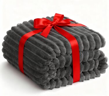 Плед WAVVE: м'який флісовий плед для дивану, софи, кімнати. 150 x 200 см, сірий