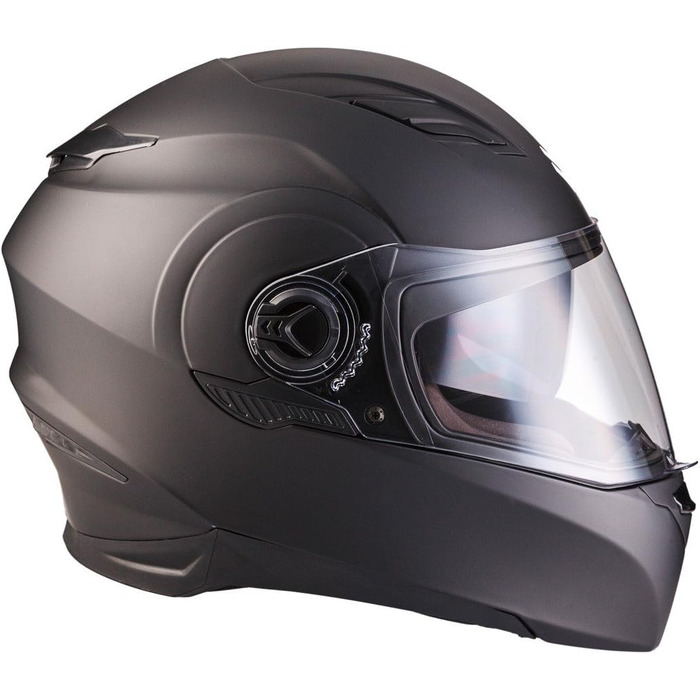 Мотошолом ARMOR HELMETS AF-77 матовий чорний, інтеграл, повнолицевий, для мотоцикла, скутера, спортбайка, ECE 22.05, сонцезахисний візор, швидкознімний замок, розмір L (59-60 см)