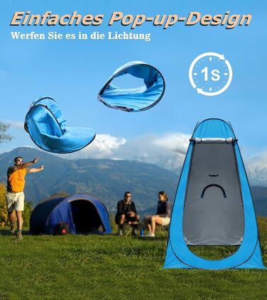 Pop-Up Privacy Tent for Toilet & Changing - Portable Outdoor Shower Tent with Carry Bag (UV 40+) - Green & Blue