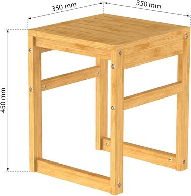 Табурет для ванної кімнати з бамбука EISL BMBA02-BH2, 35x45x35 см, з сидінням