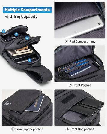 Чоловіча нагрудна сумка Oiwas, маленька сумка через плече для чоловіків та жінок, спортивна сумка для піших прогулянок та активного відпочинку (чорна)