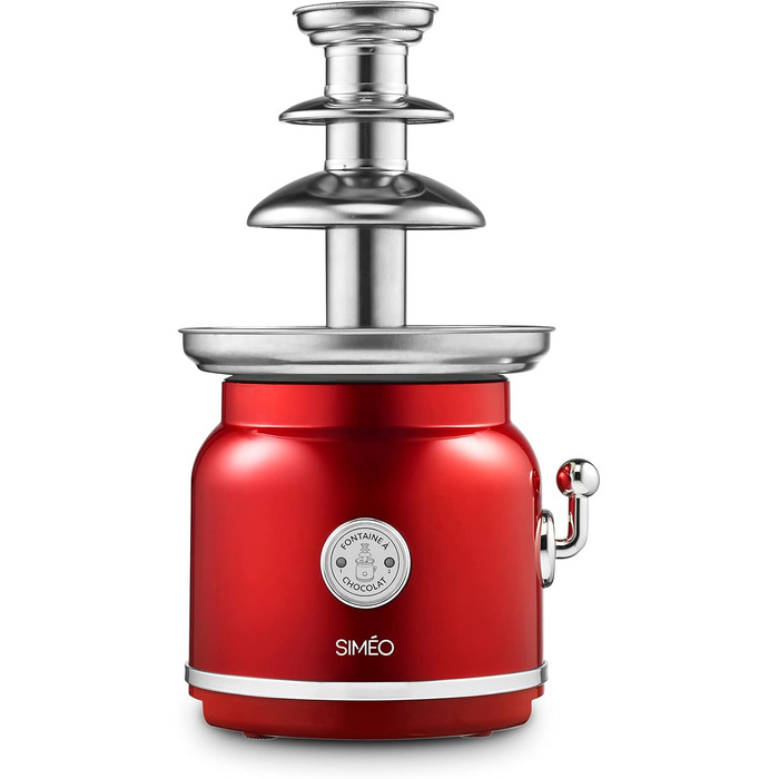 Шоколадний фонтан SIMÉO FCH450, 90 Вт, вінтажний дизайн, червоний, 18x16x32.5 см