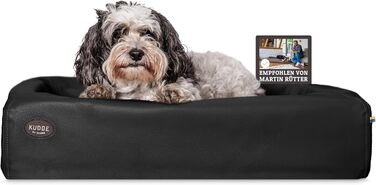 ABRO подушка ортопедична для собак - Martin Rütter - з високоякісної штучної шкіри, дихаюча та водонепроникна, ергономічна - преміум аксесуар для маленьких собак, чорний (S)
