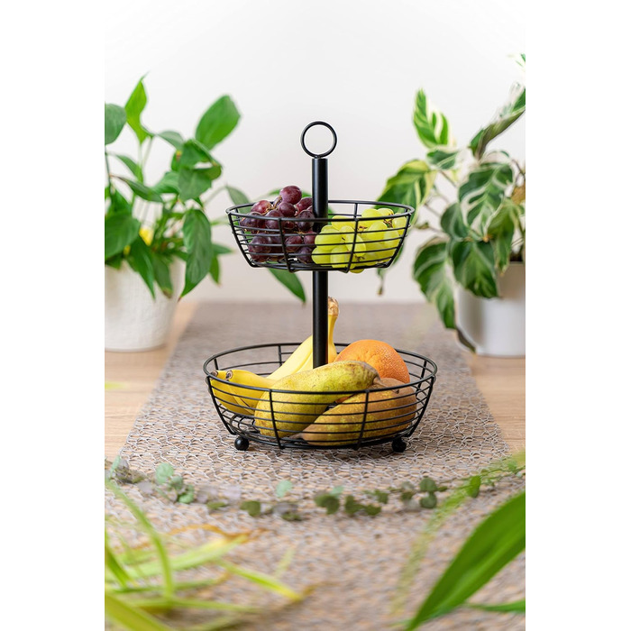 Auroni Етажерка Infinite: двоярусна етажерка для фруктів - стильний фруктовий кошик, H=33 см, D=24 см