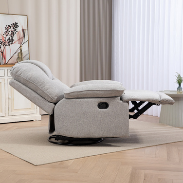 HOMCOM Recliner TV Chair with Reclining Function, Footrest, TV Chair with Pocket Spring, Linen Look, Armchair for Living Room, Grey | Aosom