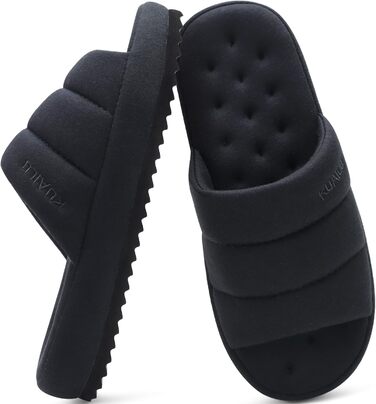 Чоловічі домашні тапочки KuaiLu, модна стежка, тканинні сандалії, комфортні, з піною пам'яті, для дому та вулиці, чорні, 44 EU