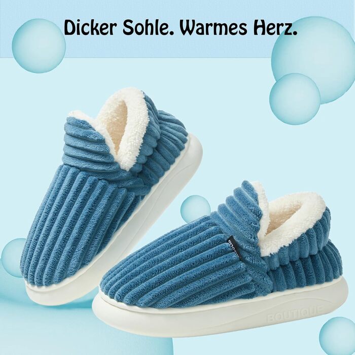 Тапочки зимові для жінок та чоловіків, теплі, закриті, з плюшу, м'які, сучасні, зручні, елегантні, з антиковзаючою підошвою, з memory foam (36/37 EU, Павлинового синього кольору)