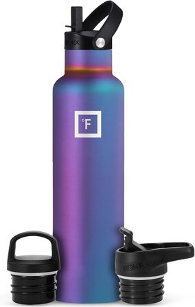 Термофляга IRON °FLASK з 3 кришками, не протікає, нержавіюча сталь, подвійні стінки, ізольована, BPA-free, для спорту, школи, фітнесу, кемпінгу