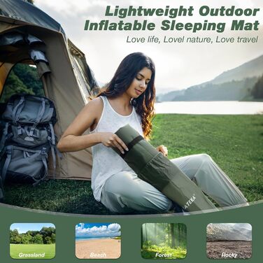 JATEKA Self-Inflating Sleeping Pad - Ultralight Camping Mat with Pillow & Foot Pump - Compact Sleeping Pad for Backpacking, Hiking, Travel & Tent (Double Size)