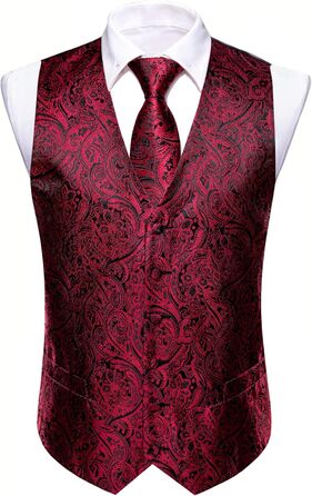 Жилет чоловічий Barry.Wang з принтом пейслі, шовковий жакард, комплект з краваткою, нагрудною хустинкою та запонками для весілля, смокінгу, прому