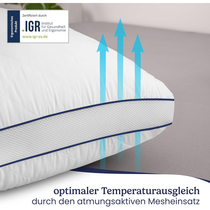 Gentle North High-Quality Pillowcases (80x80 cm size) - Hotel Quality 2-Pack. Fluffy, well-filled sleeping pillows suitable for allergy sufferers (Ökotex 100 certified) - Washable at 60°C 2x | 80x80