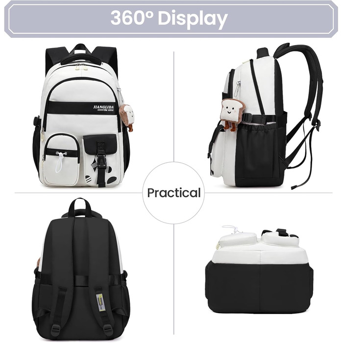 Шкільний рюкзак для дівчаток - водонепроникний, легкий, стильний, з великою місткістю, для 3-9 класів, фіолетово-чорний колір